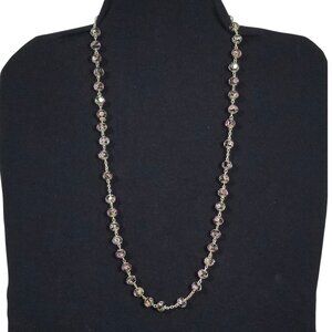 Rose Lampwork Bead Necklace  Pink Roses in Sparkly Faceted Glass Beads